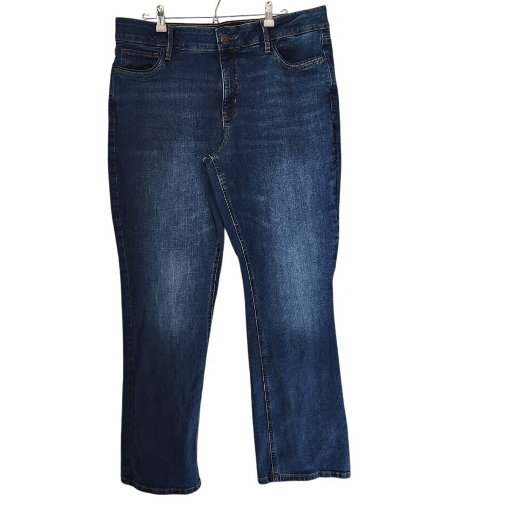 Liz Claiborne Sara Bootcut Jeans Womens 16 Dark Wash Mid Rise Denim Pants 183